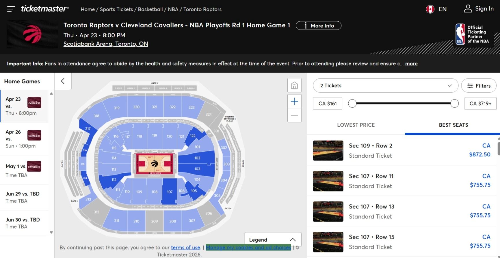 toronto raptors playoff tickets