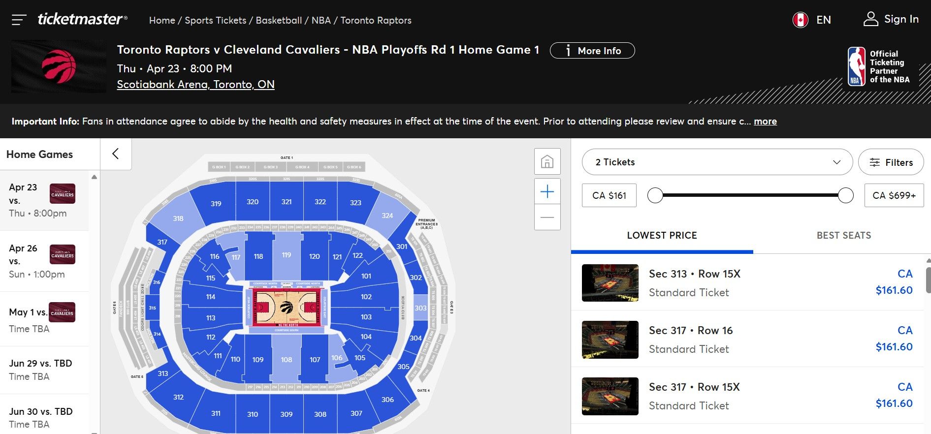 toronto raptors playoff tickets