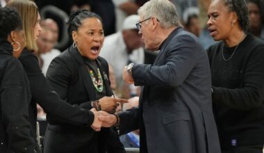 Auriemma, Staley clash in tense postgame exchange after South Carolina’s Final Four win