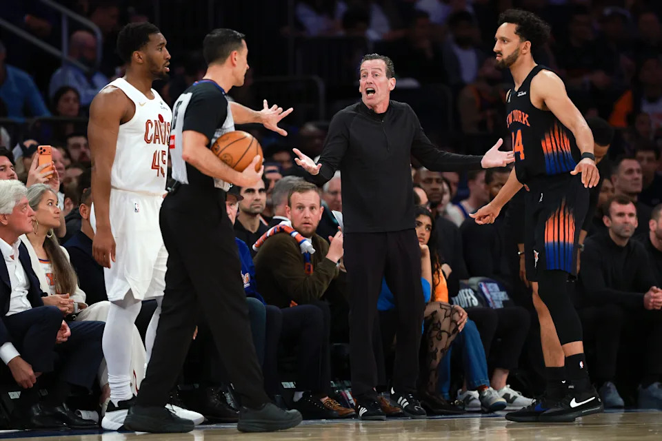 NEW YORK, NEW YORK - MAY 21: Head coach Kenny Atkinson of the Cleveland Cavaliers reacts against the New York Knicks during the third quarter in Game Two of the NBA Eastern Conference Finals at Madison Square Garden on May 21, 2026 in New York City. NOTE TO USER: User expressly acknowledges and agrees that, by downloading and or using this photograph, User is consenting to the terms and conditions of the Getty Images License Agreement. (Photo by Sarah Stier/Getty Images)