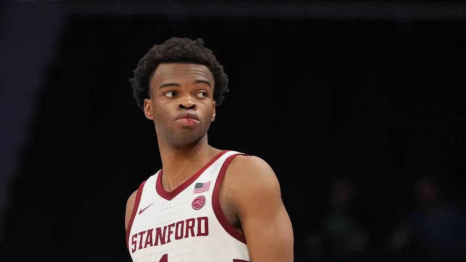 Stanford Cardinal guard Ebuka Okorie on the court in the second half at Spectrum Center. 