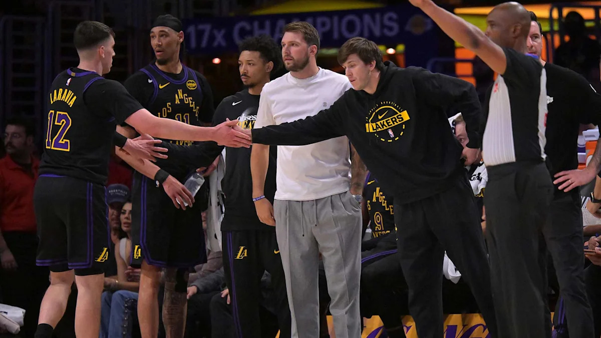 Lakers’ Jake LaRavia shows zero fear of facing Thunder in 2nd round