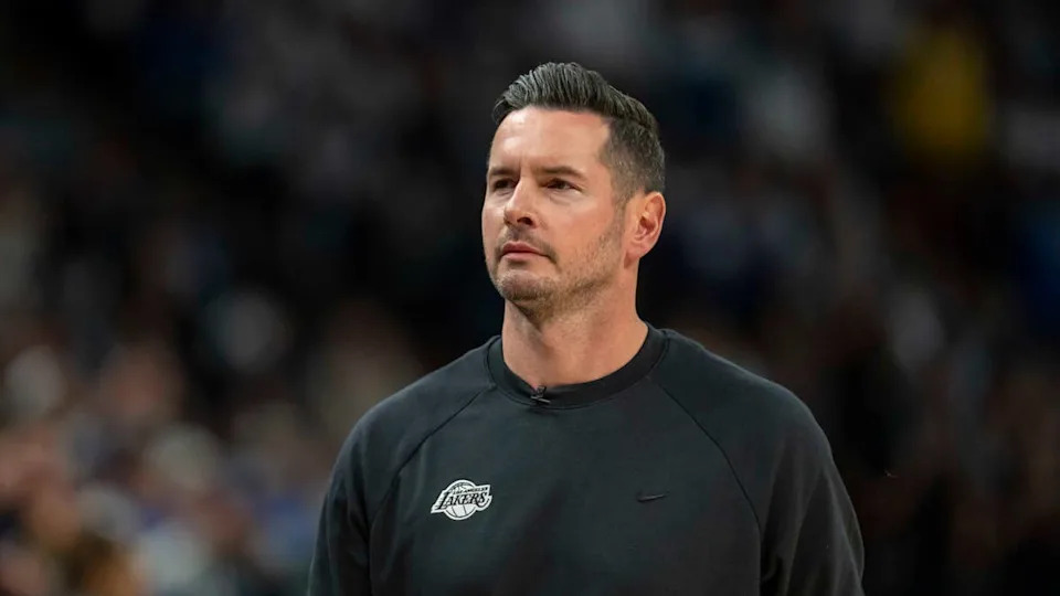Los Angeles Lakers head coach JJ Redick looks on during a game.Jesse Johnson-Imagn Images