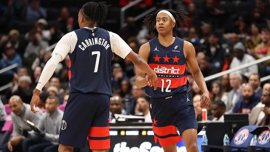 Washington Wizards Guards Bub Carrington and Tre Johnson 