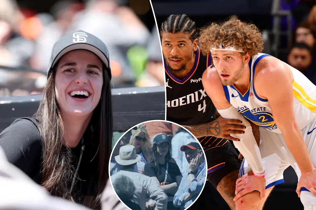 Caitlin Clark runs into Warriors player at Giants game