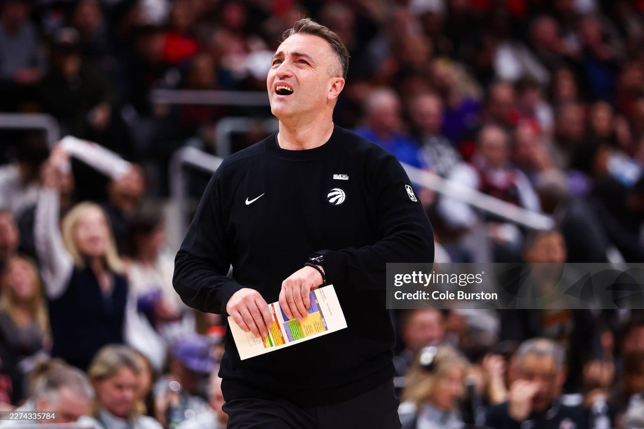 Darko Rajakovic follows the play during Raptors playoff Game 6