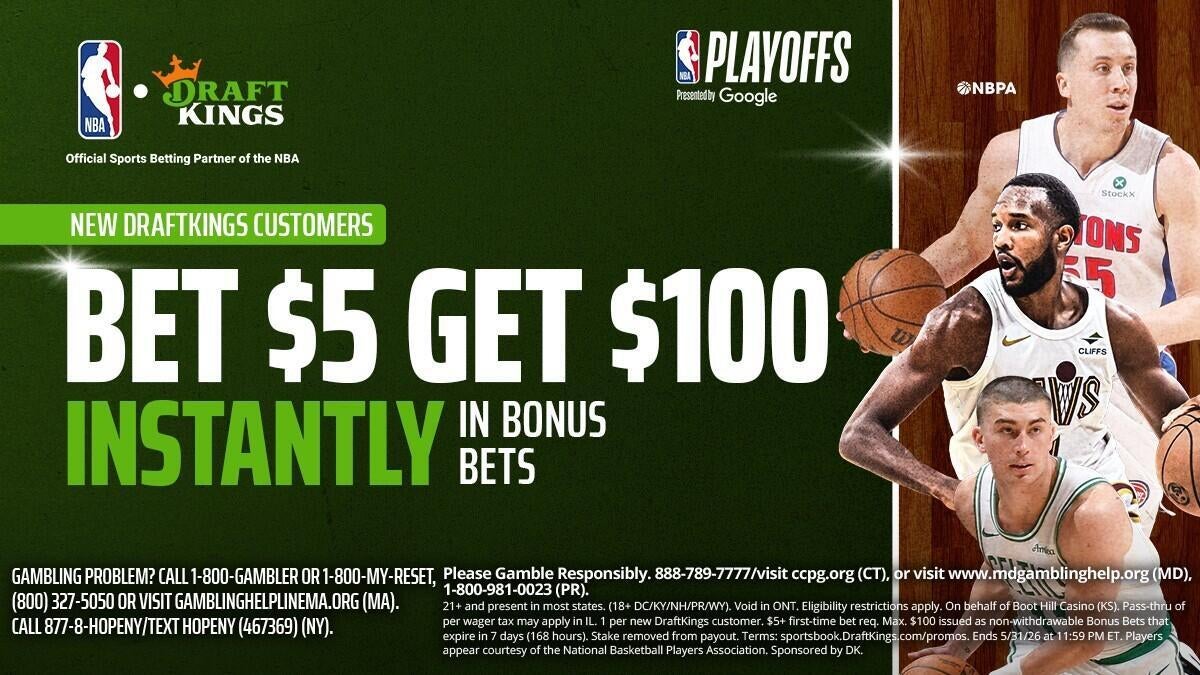 Use DraftKings promo code for $100 in bonus bets by targeting Lakers-Thunder, Pistons-Cavaliers on Tuesday