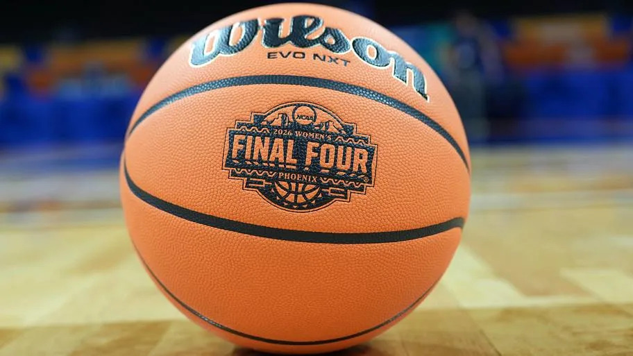 A Wilson Evo NXT basketball with the 2026 NCAA Women's Final Four logo