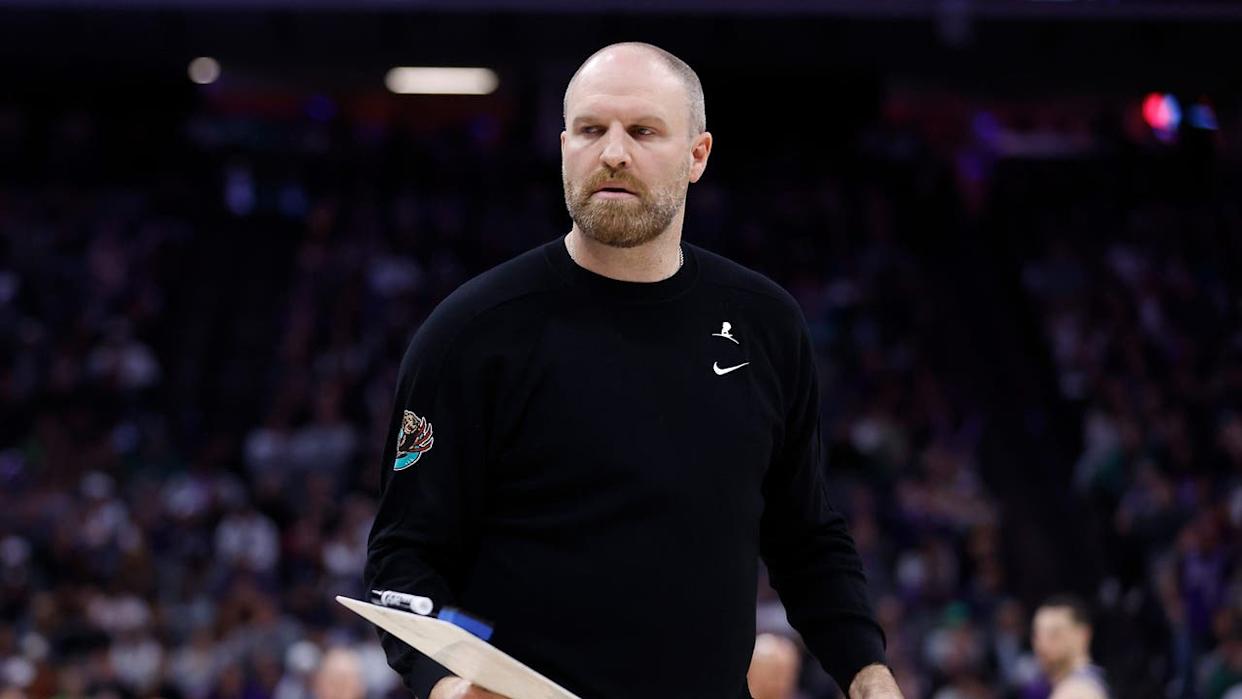 <div>SACRAMENTO, CALIFORNIA - MARCH 17: Head coach of the Memphis Grizzlies Taylor Jenkins looks on during the game against the Sacramento Kings at Golden 1 Center on March 17, 2025 in Sacramento, California. NOTE TO USER: User expressly acknowledges and agrees that, by downloading and or using this photograph, User is consenting to the terms and conditions of the Getty Images License Agreement. (Photo by Lachlan Cunningham/Getty Images)</div>