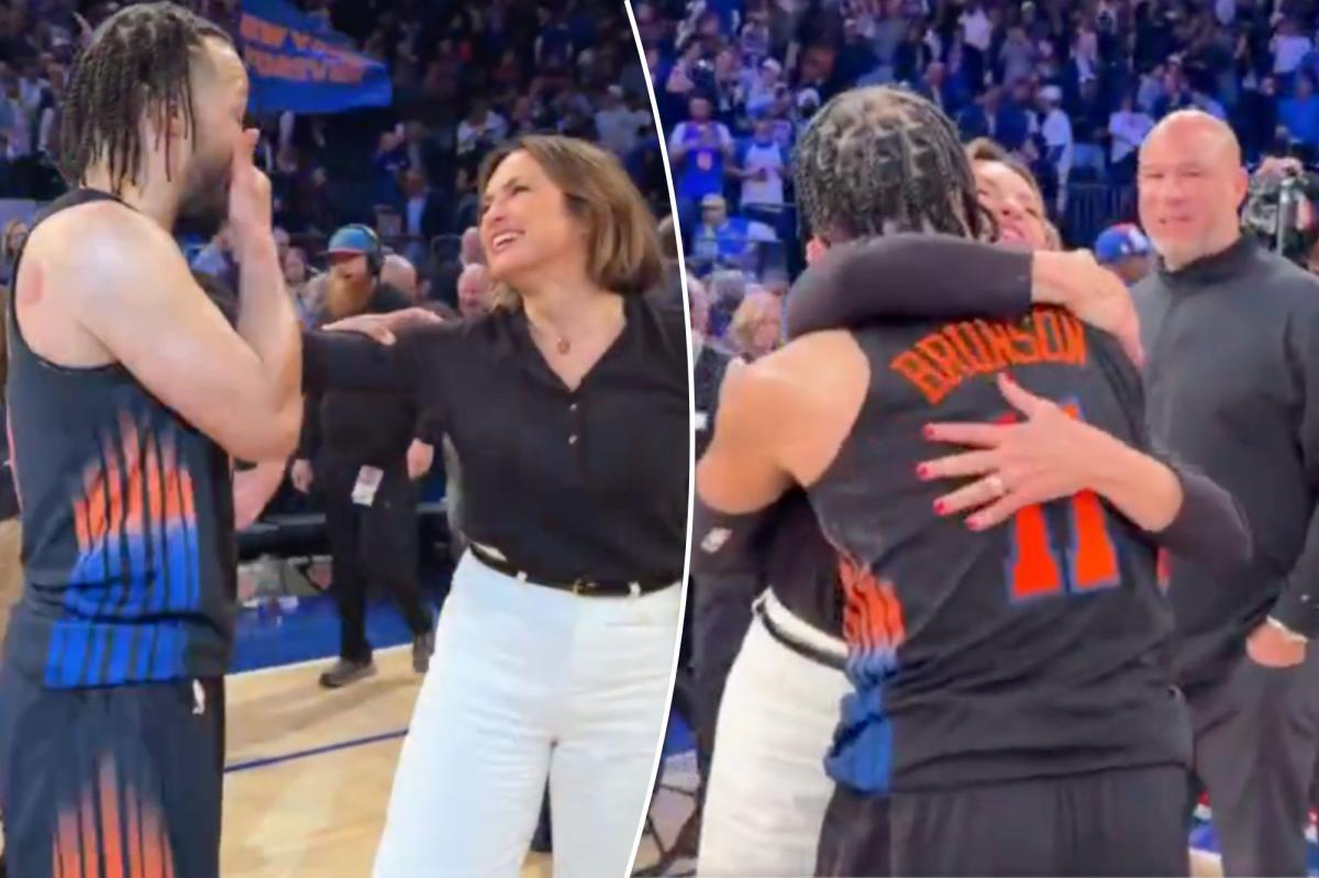 Jalen Brunson, Knicks superfan Mariska Hargitay share tender moment to celebrate Game 2 win