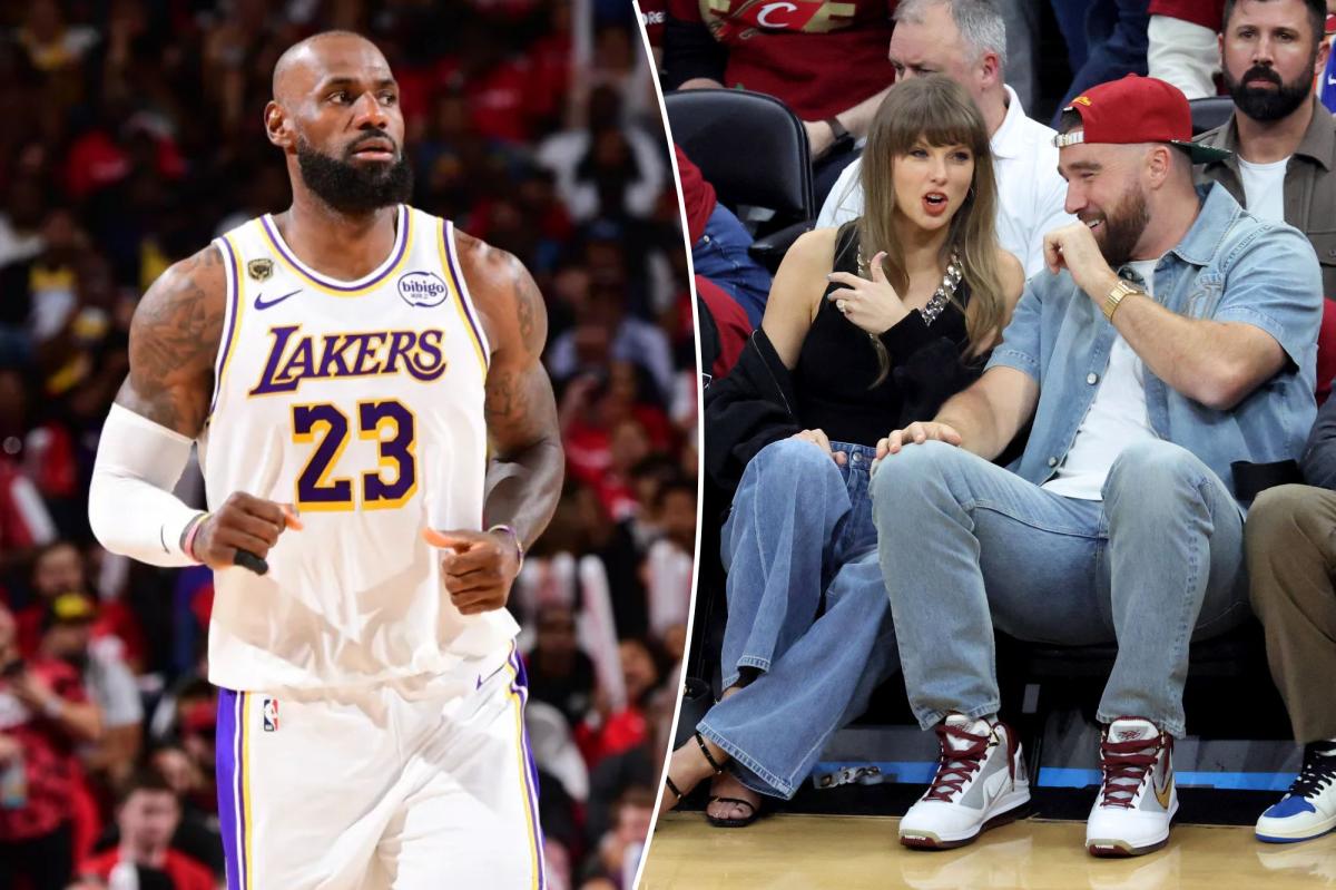 LeBron James salutes Taylor Swift and Travis Kelce during Cavaliers in Game 3 loss to Knicks