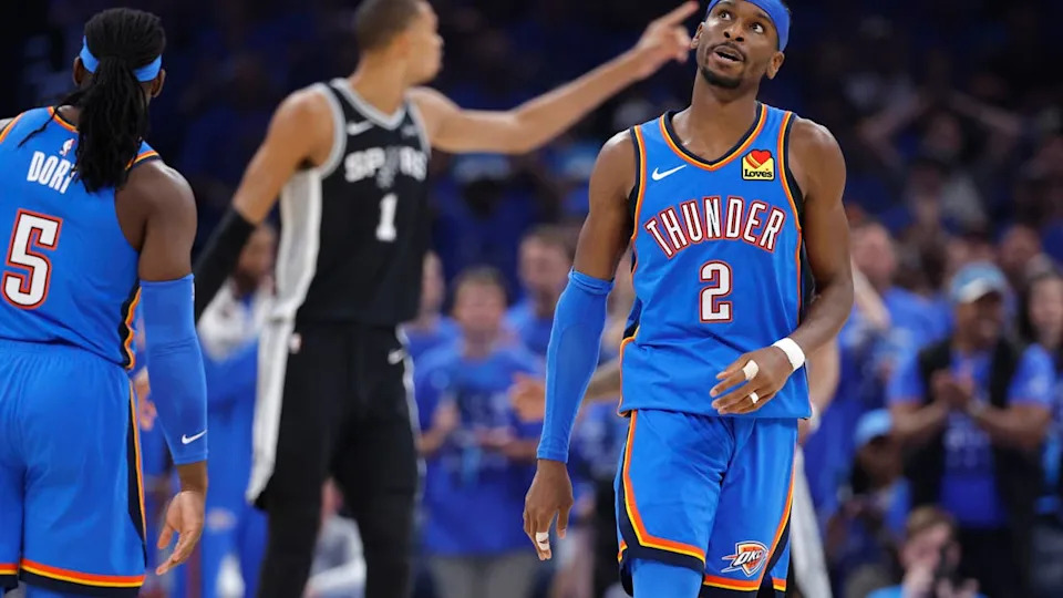 Oklahoma City Thunder guard Shai Gilgeous-Alexander against the San Antonio Spurs during game seven of the 2025-26 Western Conference finals.Alonzo Adams-Imagn Images