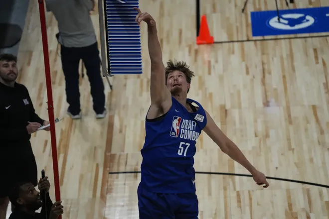 May 11, 2026; Chicago, IL, USA; Henri Veesaar participates in the 2026 NBA Draft Combine at Wintrust Arena. Mandatory Credit: David Banks-Imagn Images
