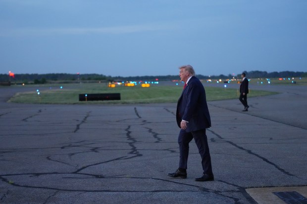 President Trump arrives in Morristown, NJ on Friday.