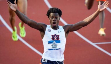 Auburn’s Ja’Kobe Tharp breaks world record in 110 hurdles at NCAA championships