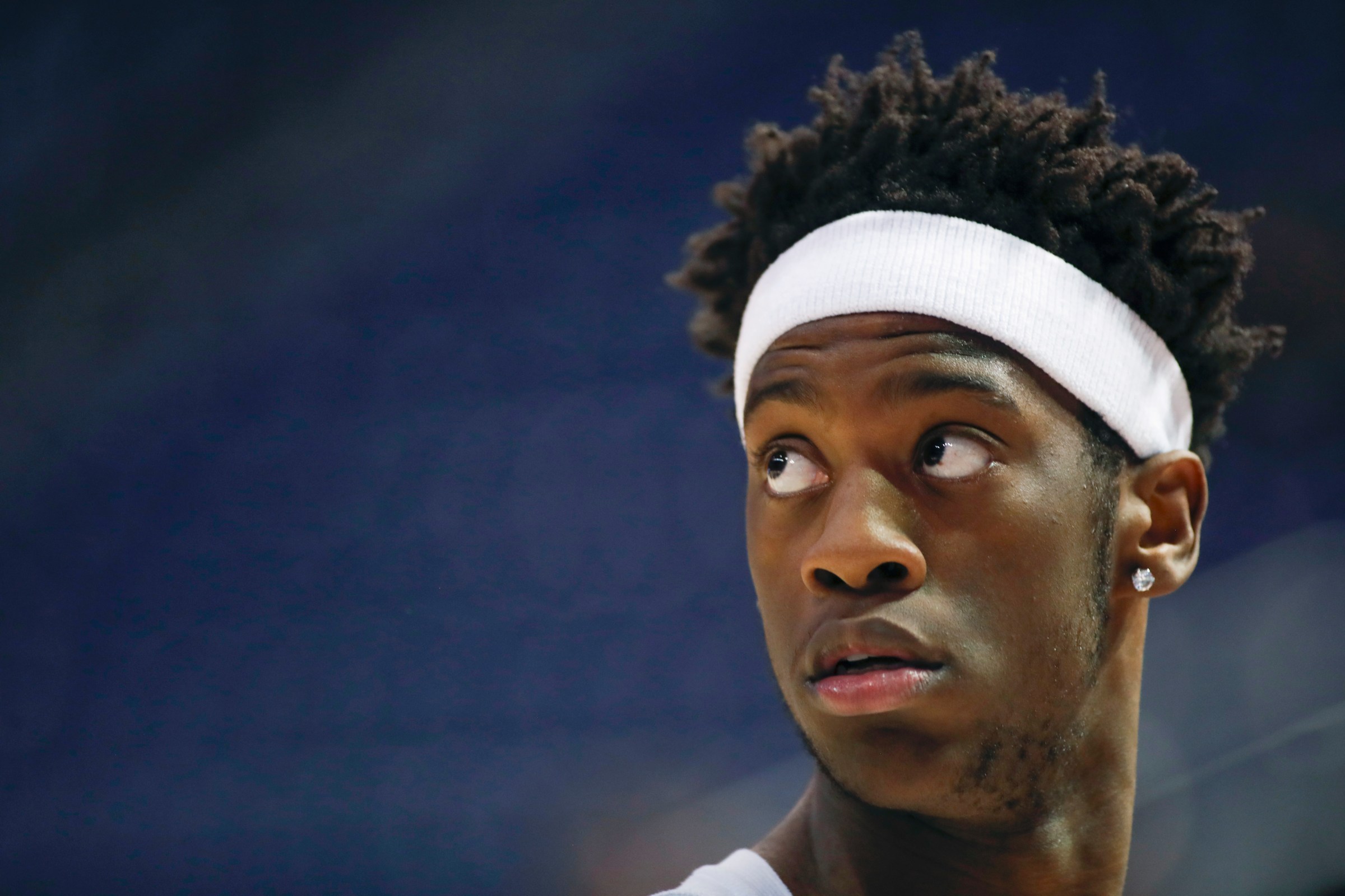 PROVO, UT - FEBRUARY 21: AJ Dybantsa #3 of the Brigham Young Cougars watches a shot during warm-up before the game against the Iowa State Cyclones at the Marriott Center on February 21, 2026 in Provo, Utah. (Photo by Chris Gardner/Getty Images)