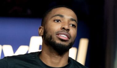 Mikal Bridges looking on