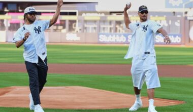 Brunson and Hart throw out first pitches at Yankee Stadium as Knicks celebrate NBA title