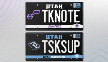 Redesigned Utah Jazz license plates, first-ever Mammoth plates unveiled
