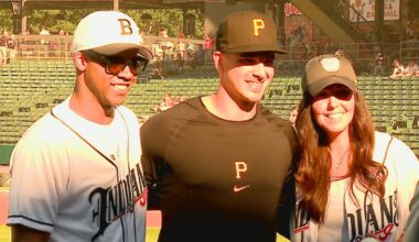 Butler basketball coaches enjoy first pitch experience at Victory Field