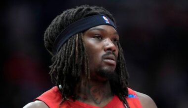 Dec 30, 2024; Portland, Oregon, USA; Portland Trail Blazers center Robert Williams III (35) looks on during the first half against the Portland Trail Blazers at Moda Center. Mandatory Credit: Soobum Im-Imagn Images