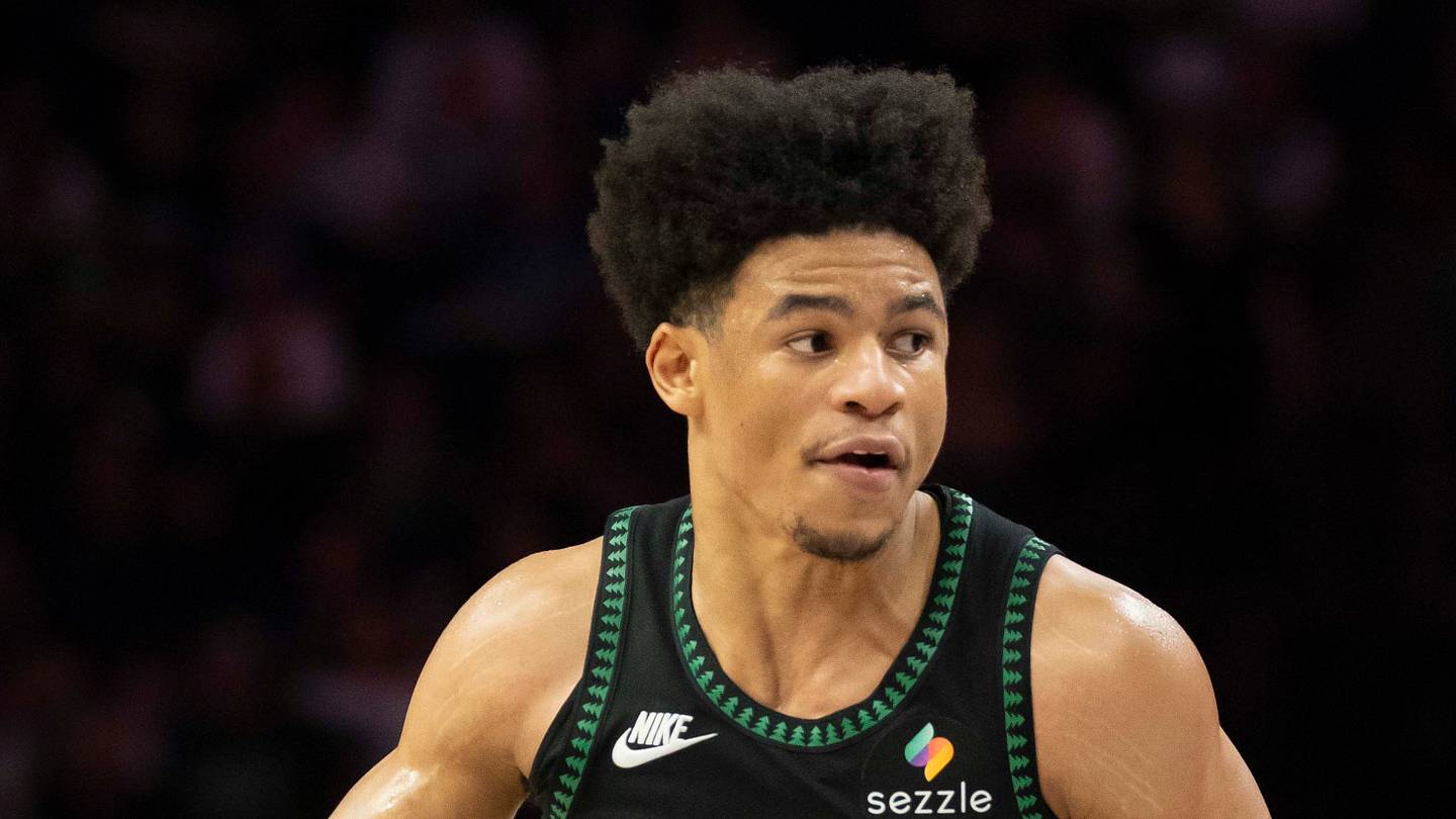 Apr 12, 2026; Minneapolis, Minnesota, USA; Minnesota Timberwolves guard Zyon Pullin (15) dribbles the ball against the New Orleans Pelicans in the second half at Target Center. Mandatory Credit: Jesse Johnson-Imagn Images