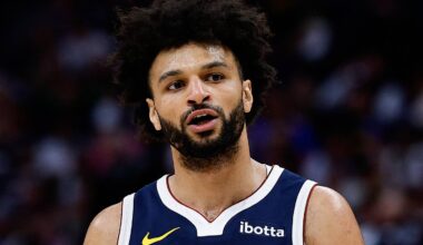 Apr 27, 2026; Denver, Colorado, USA; Denver Nuggets guard Jamal Murray (27) in the first quarter against the Minnesota Timberwolves during game five of the first round of the 2026 NBA Playoffs at Ball Arena. Mandatory Credit: Isaiah J. Downing-Imagn Images