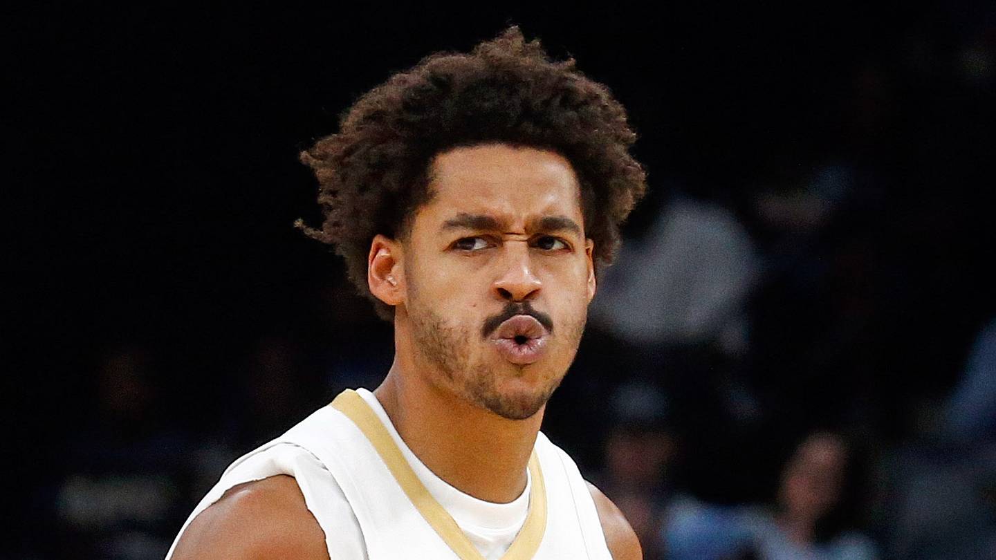Oct 22, 2025; Memphis, Tennessee, USA; New Orleans Pelicans guard Jordan Poole (3) reacts during the second quarter against the Memphis Grizzlies at FedExForum. Mandatory Credit: Petre Thomas-Imagn Images