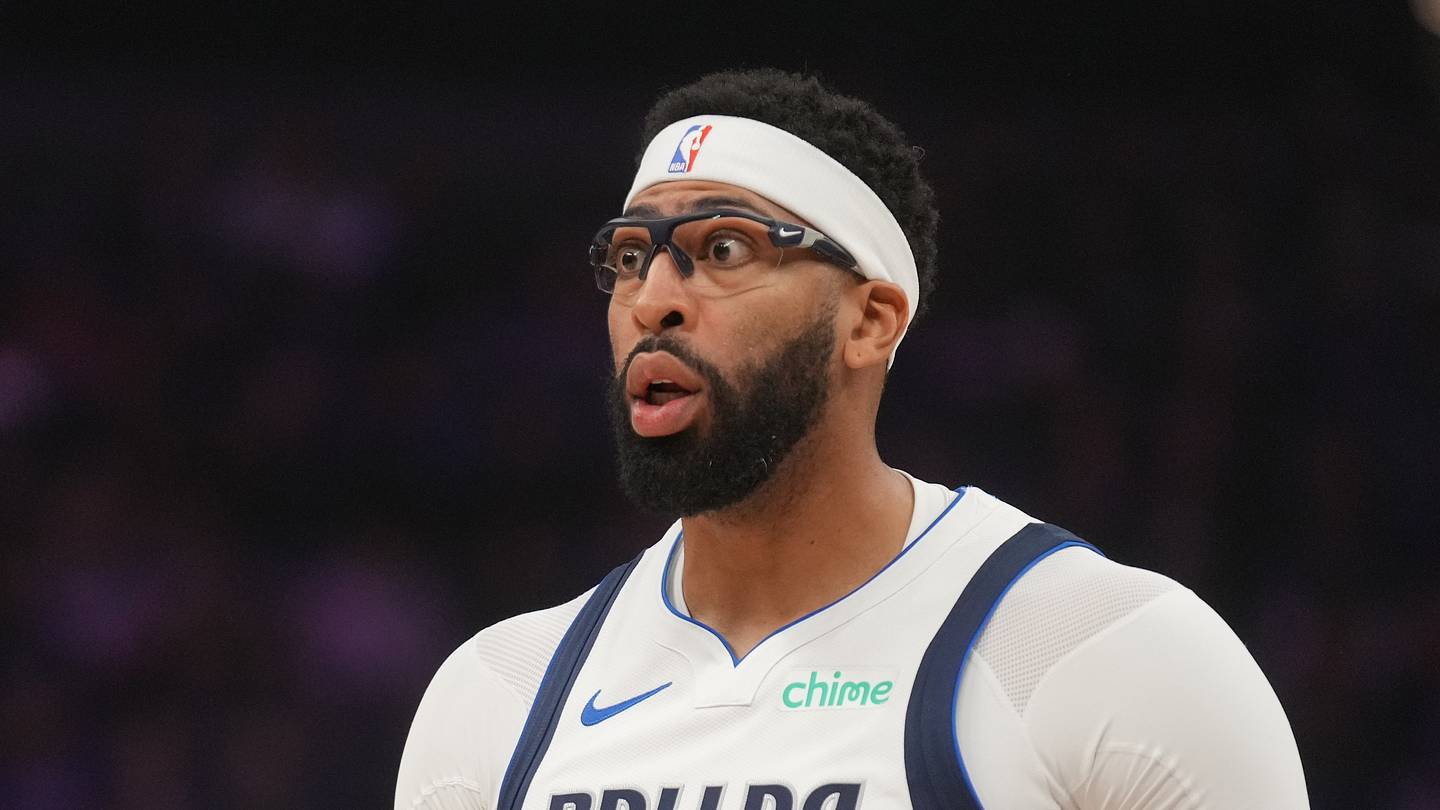Jan 6, 2026; Sacramento, California, USA; Dallas Mavericks forward Anthony Davis (3) reacts after being fouled against the Sacramento Kings in the first quarter at the Golden 1 Center. Mandatory Credit: Cary Edmondson-Imagn Images