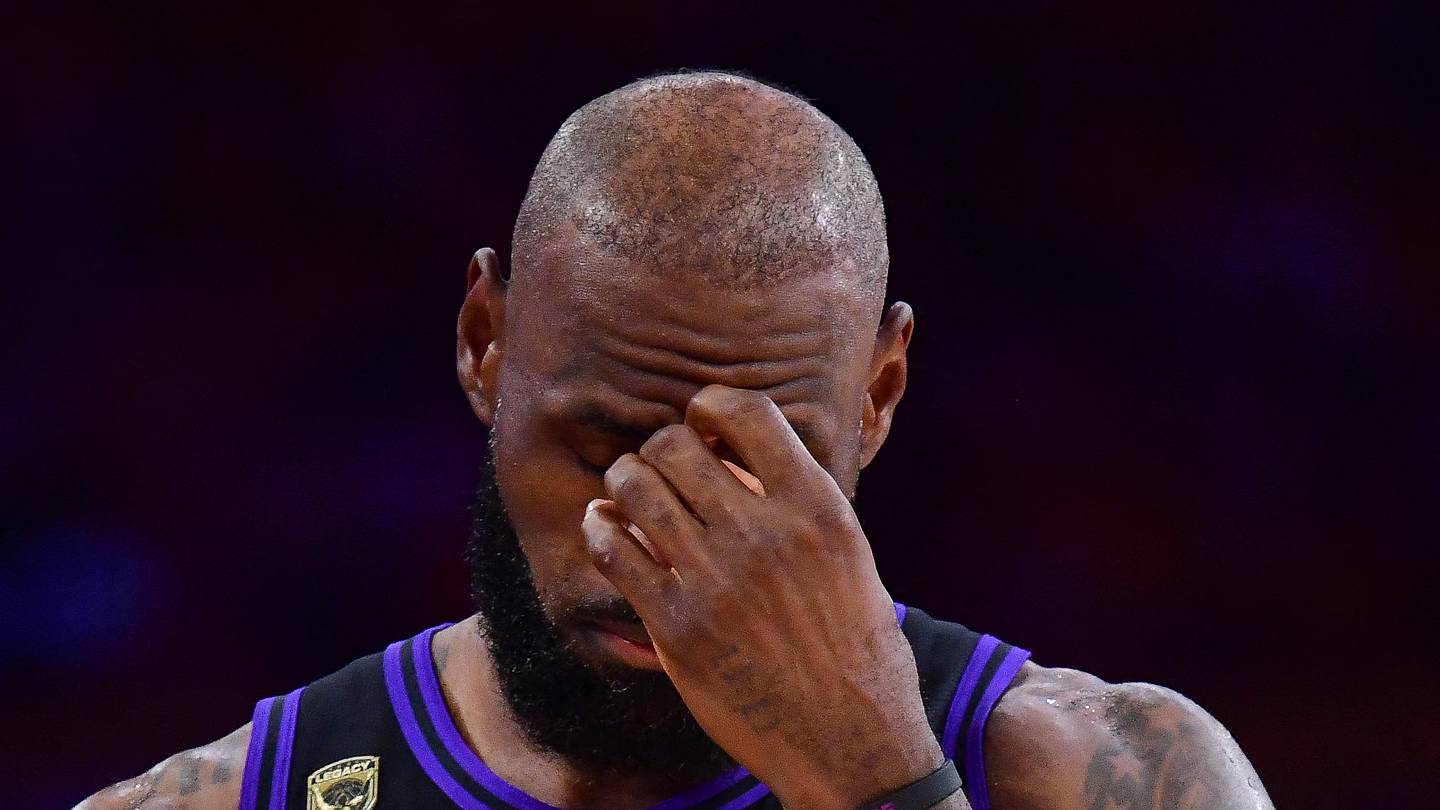 May 11, 2026; Los Angeles, California, USA; Los Angeles Lakers forward LeBron James (23) during the first half in game four of the second round of the 2026 NBA Playoffs at Crypto.com Arena. Mandatory Credit: Gary A. Vasquez-Imagn Images