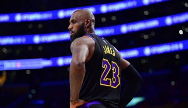 Los Angeles Lakers forward LeBron James (23) during the second half in game four of the second round of the 2026 NBA Playoffs at Crypto.com Arena on May 11, 2026.
