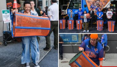 Five lucky winners take home coveted Knicks-themed trash bins