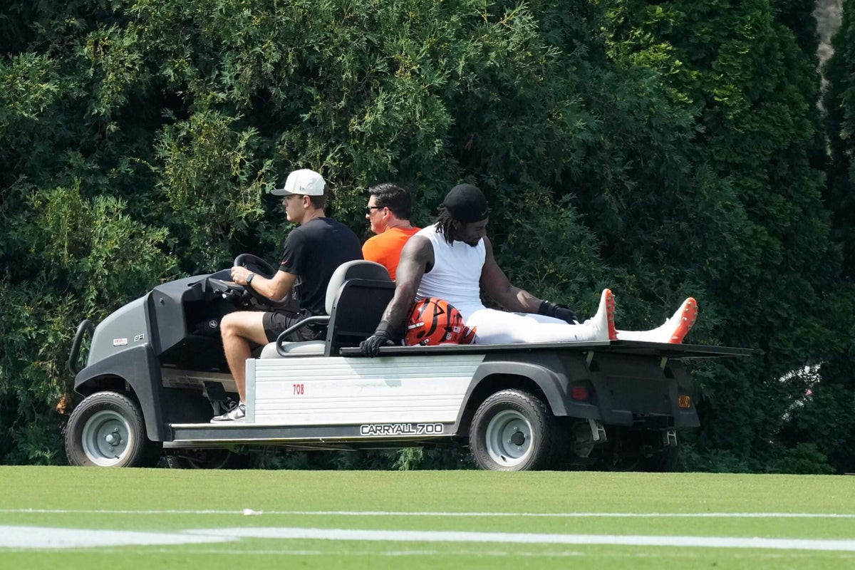 Shemar Stewart, Bengals 2025 first-round pick, carted off during training camp