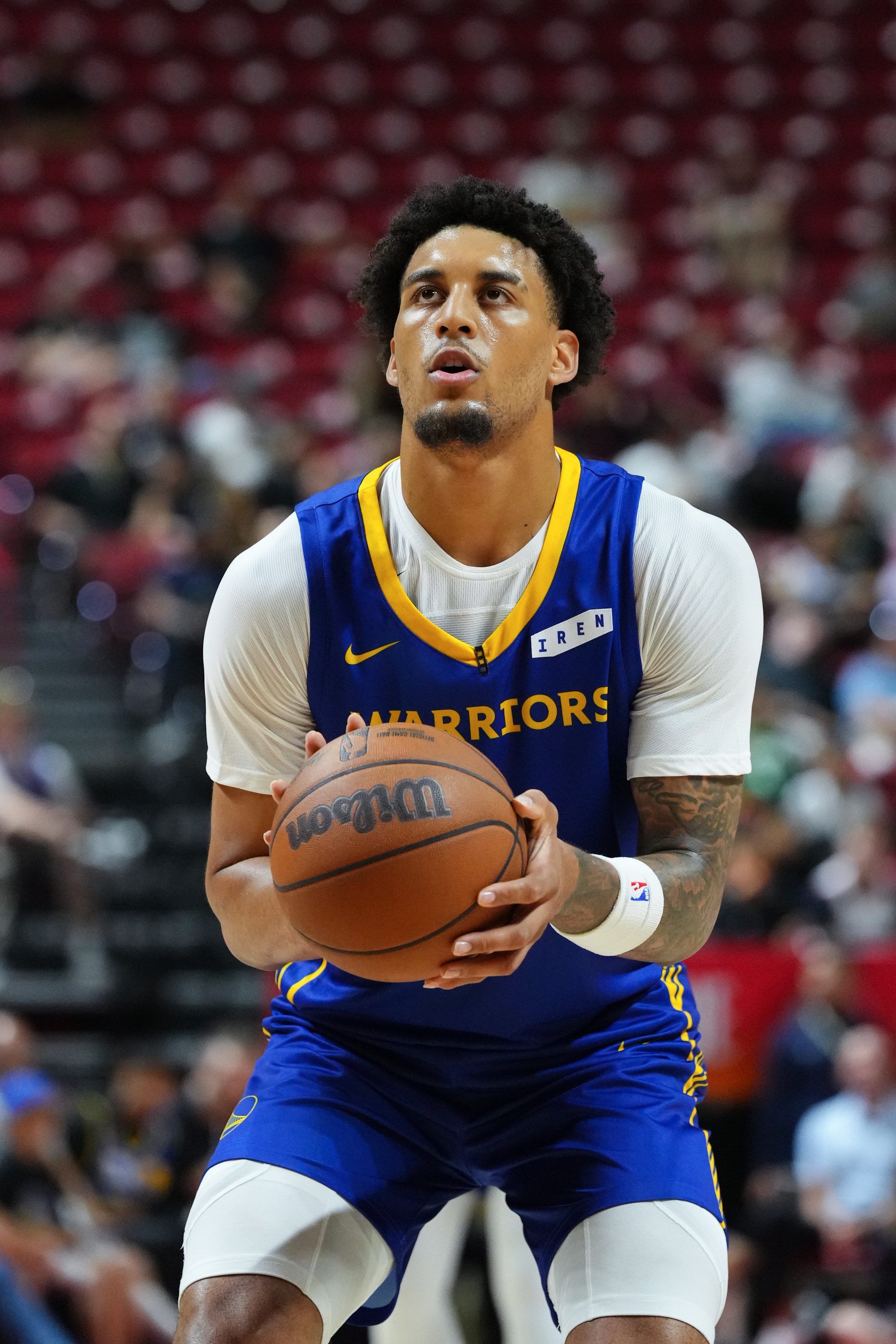 2026 NBA Summer League Championship: Golden State Warriors player preparing for a free throw.