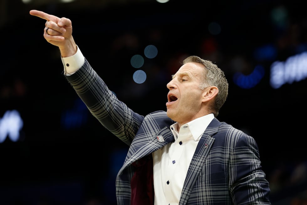 Alabama basketball coach Nate Oats in action against Texas Tech in the Round of 32 during the...