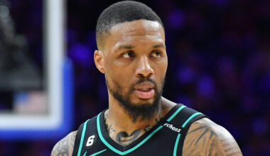 Damian Lillard looks on