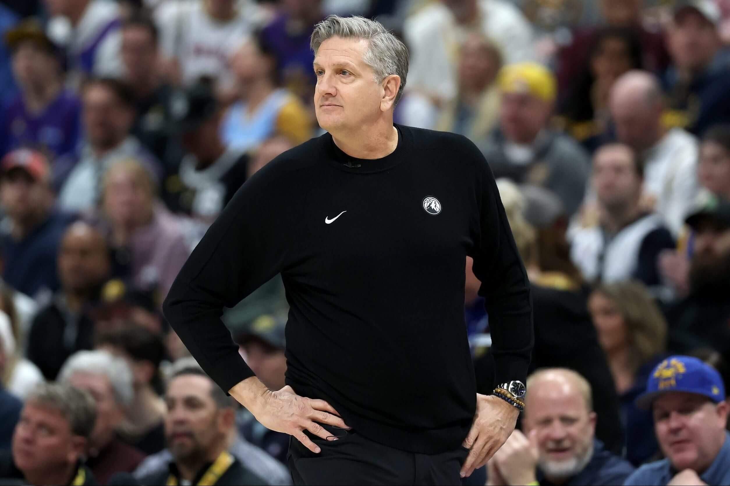 Minnesota coach Chris Finch during a playoff game against Denver.