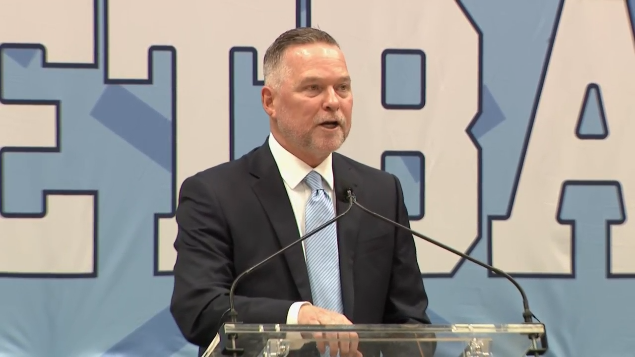 UNC basketball coach Michael Malone spoke at his introductory news conference on Tuesday, April 7, 2026.