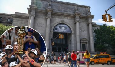 The Knicks' NBA championship trophy is on view at NYC's AMNH