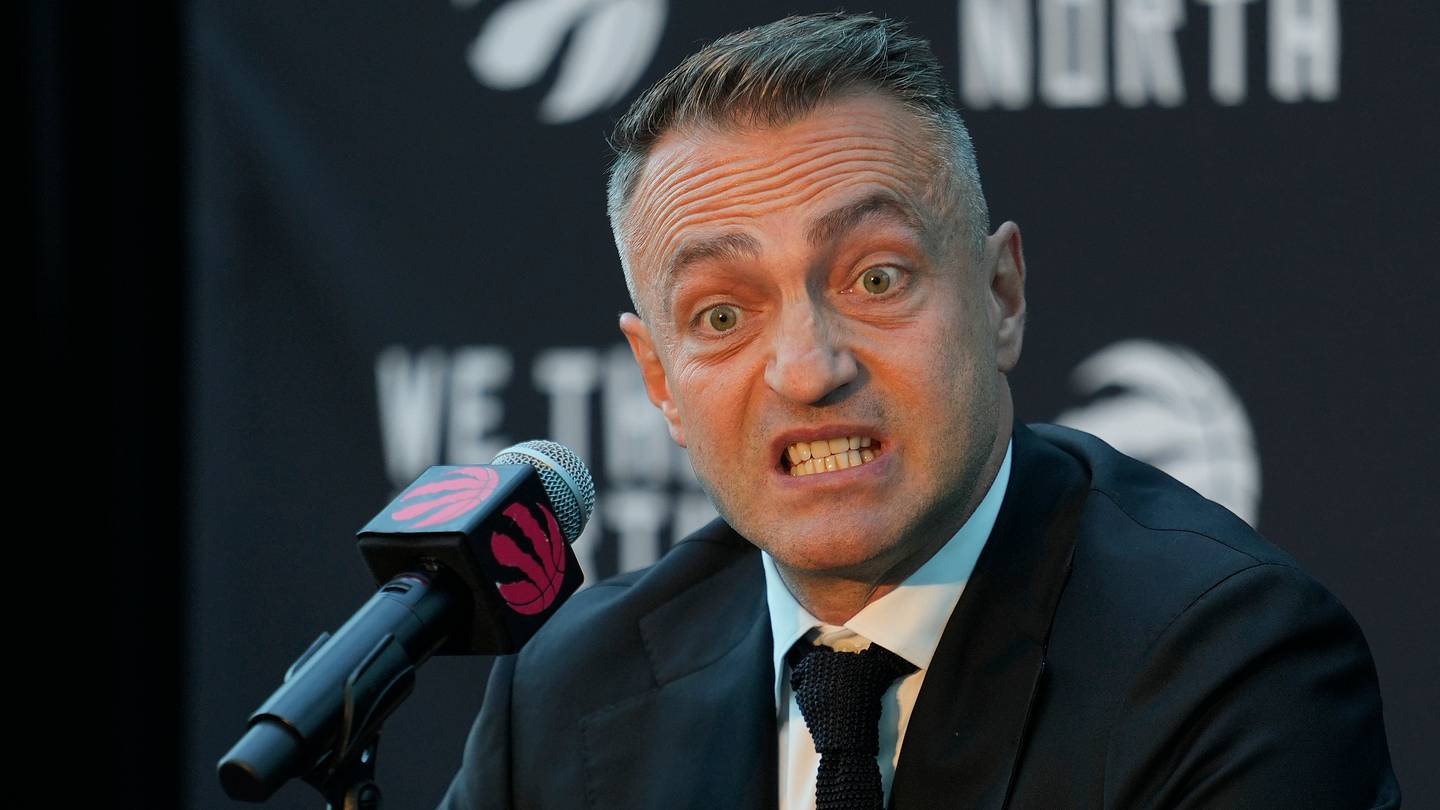 Sep 29, 2025; Toronto, Ontario, Canada; Toronto Raptors head coach Darko Rajakovic speaks at the media day press conference at Hotel X. Mandatory Credit: John E. Sokolowski-Imagn Images