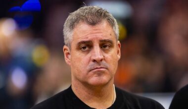 Jan 29, 2025; Phoenix, Arizona, USA; Minnesota Timberwolves assistant coach Micah Nori against the Phoenix Suns at Footprint Center. Mandatory Credit: Mark J. Rebilas-Imagn Images