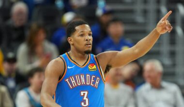 Jan 2, 2026; San Francisco, California, USA; Oklahoma City Thunder guard Chris Youngblood (3) during the fourth quarter against the Golden State Warriors at Chase Center. Mandatory Credit: Darren Yamashita-Imagn Images
