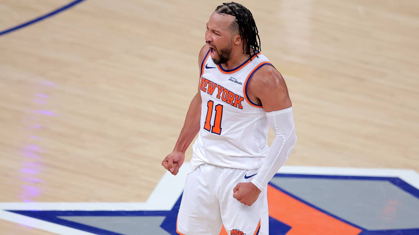 May 19, 2026; New York, New York, USA; New York Knicks guard Jalen Brunson (11) reacts during the fourth quarter of game one of the eastern conference finals against the Cleveland Cavaliers during the 2026 NBA playoffs at Madison Square Garden. Mandatory Credit: Brad Penner-Imagn Images
