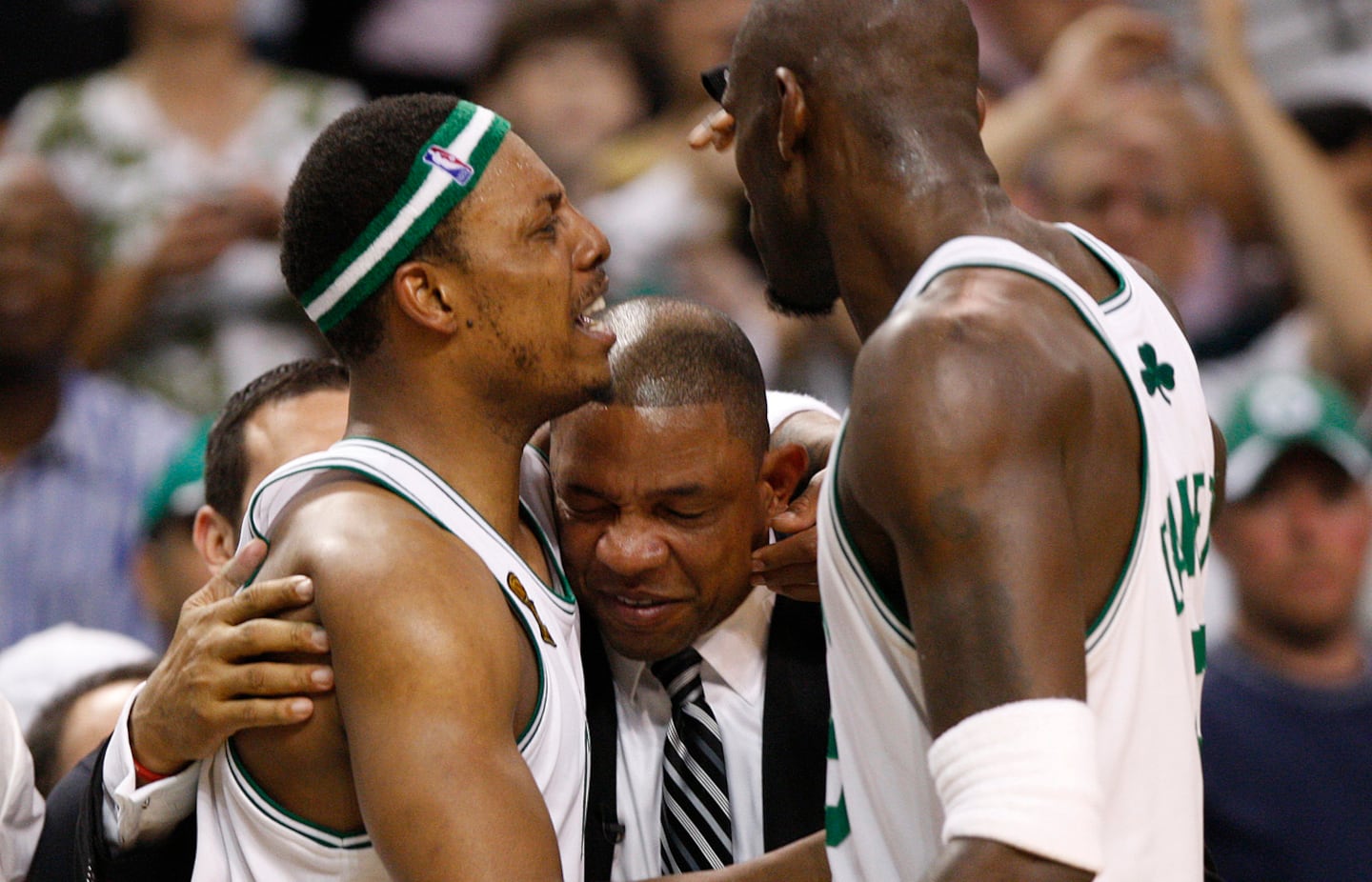 Doc Rivers coached the Celtics, led by Paul Pierce and Kevin Garnett, to the 2007-08 NBA championship.