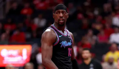 LeBron James looks on