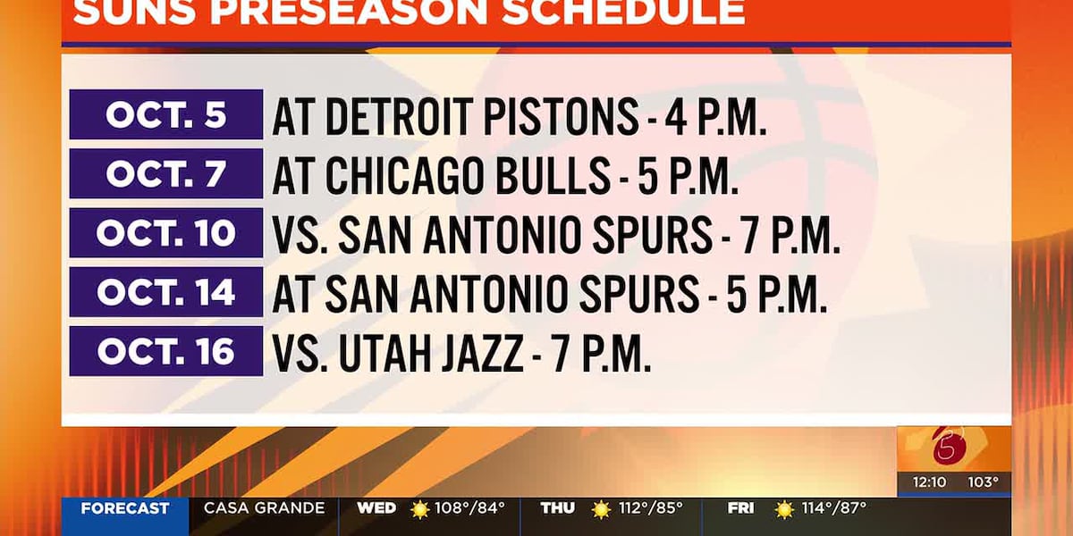 Suns announce 2026-27 preseason schedule; two home games