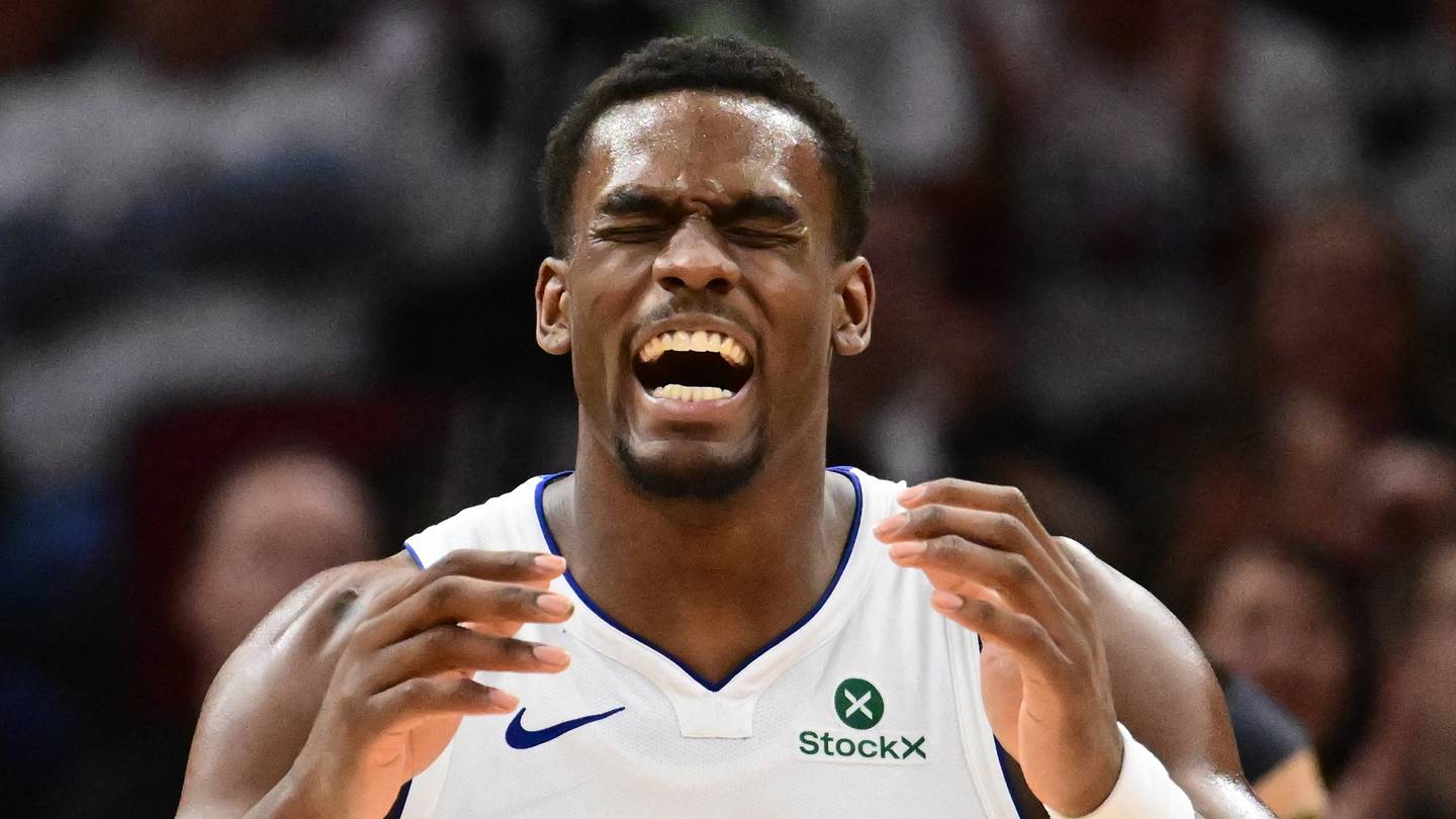 Detroit Pistons center Jalen Duren (0) reacts against the Cleveland Cavaliers at Rocket Arena on May 11, 2026.