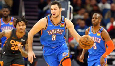 Jan 22, 2020; Orlando, Florida, USA; Oklahoma City Thunder forward Danilo Gallinari (8) drives to the basket against the Orlando Magic during the first quarter at Amway Center. Mandatory Credit: Kim Klement-USA TODAY Sports