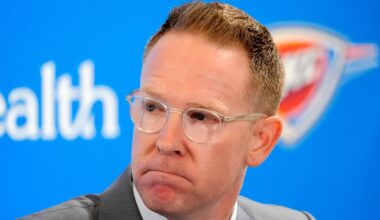 Thunder general manager Sam Presti speaks during an introductory press conference for the 2024 Thunder draft picks at Oklahoma Contemporary Arts Center in Oklahoma City, Saturday, June, 29, 2024.