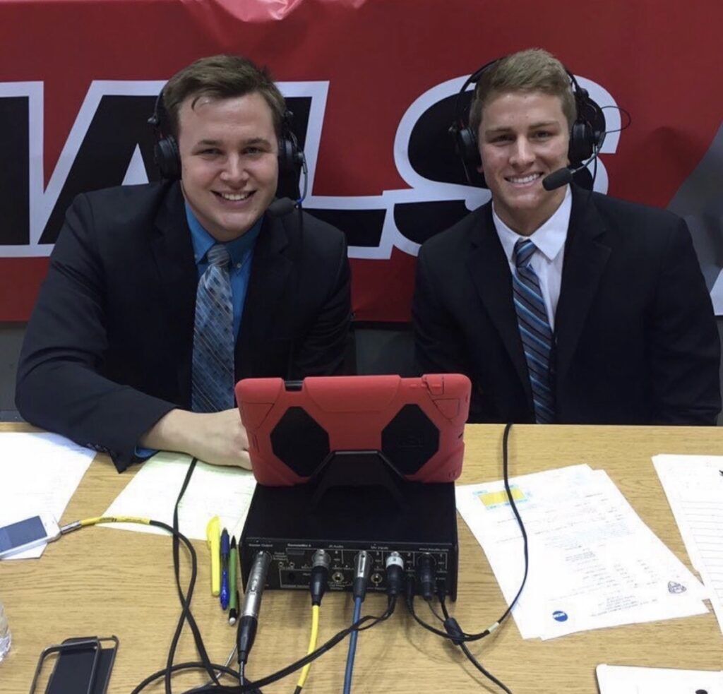 Noah Reed calls a game during his time at Ball State University. Photo courtesy of Noah Reed